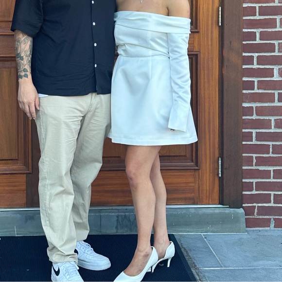 Odd Muse The Ultimate Muse Satin Bardot Mini Dress | White - Picture 11 of 11